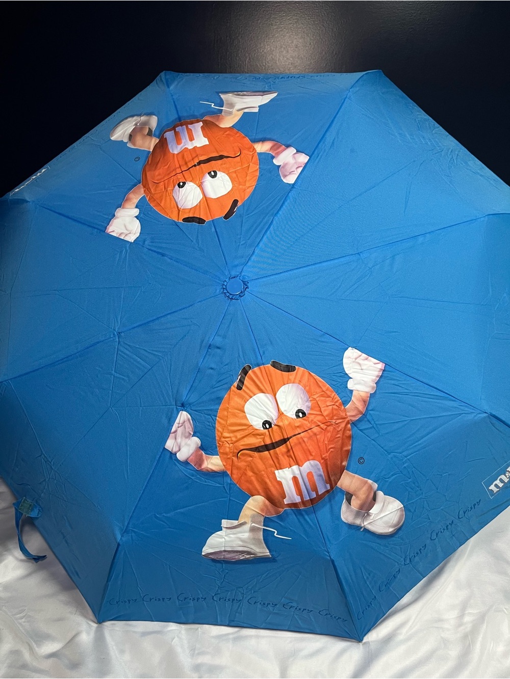Vintage M&M’s‎ Orange Crispy Character Blue Umbrella NEW w/ Cover Packaging Rare